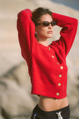 Aimes Shell Cardigan Deep Coral