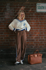 AJ V-Neck Knit Sweater Coconut