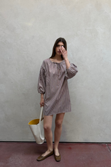 AJ Stripe Dress Chocolate