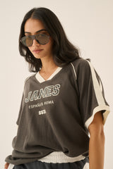 James College Waffle Tee Washed Black