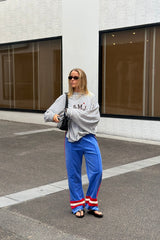 Velour Stripe Trackpant Cerulean Blue