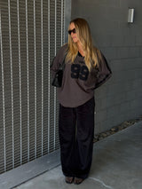 Chilli 99 Waffle Long Sleeve Tee Washed Black