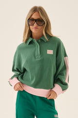 Waffle Splice Sweatshirt Sage Green