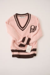 AJ V Neck Knit Sweater Dusty Rose